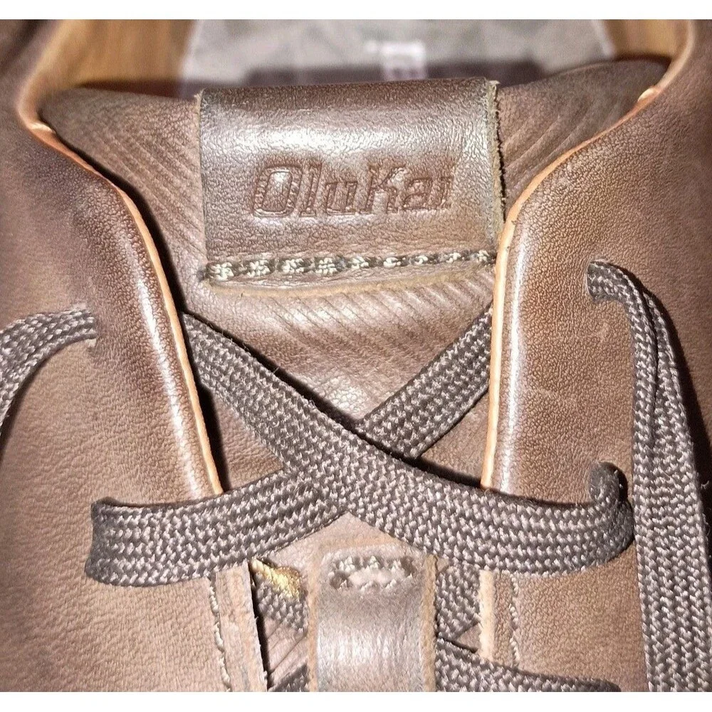 OluKai Lae'ahi Li 'ili Leather Sneakers Mens Size 12 Brown Casual Office